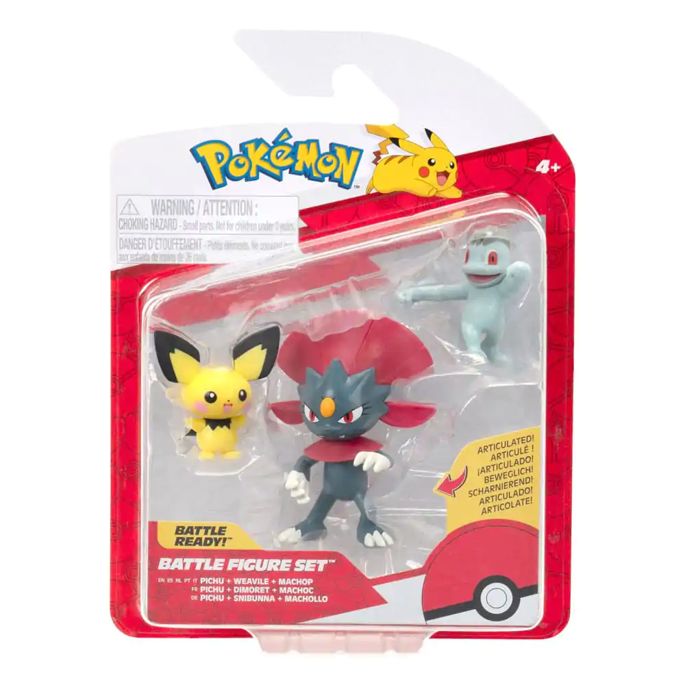 Pokémon First Partner Battle Figure Set Komplet figuric 3-pack Pichu, Machop, & Weavile fotografija izdelka
