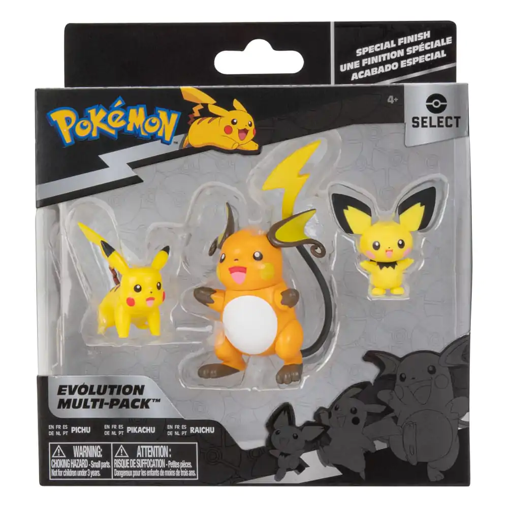 Pokémon Select akcijske figure, 3-Pack Evolucija Pichu, Pikachu, Raichu fotografija izdelka