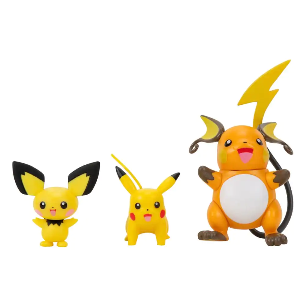 Pokémon Select akcijske figure, 3-Pack Evolucija Pichu, Pikachu, Raichu fotografija izdelka