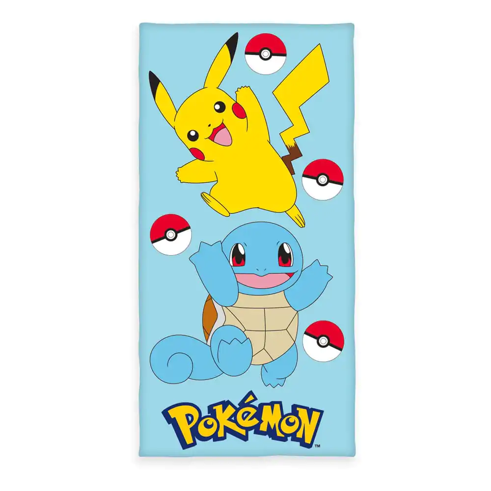 Pokemon Velour Pikachu & Squirtle brisača 75 x 150 cm fotografija izdelka