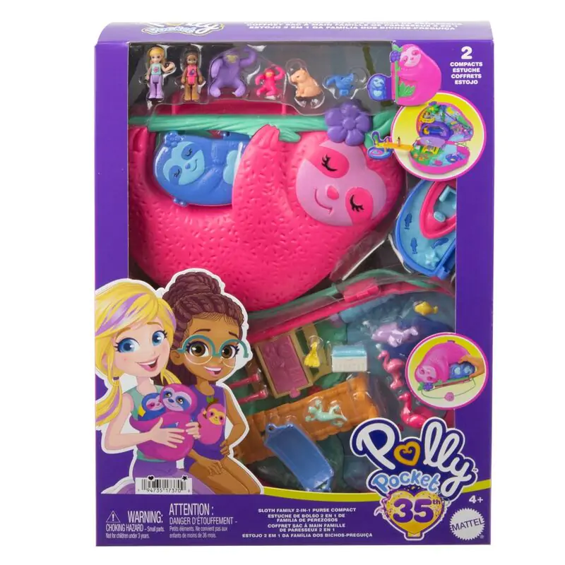 Polly Pocket Family of Sloths 2 v 1 komplet skrinje za igranje fotografija izdelka