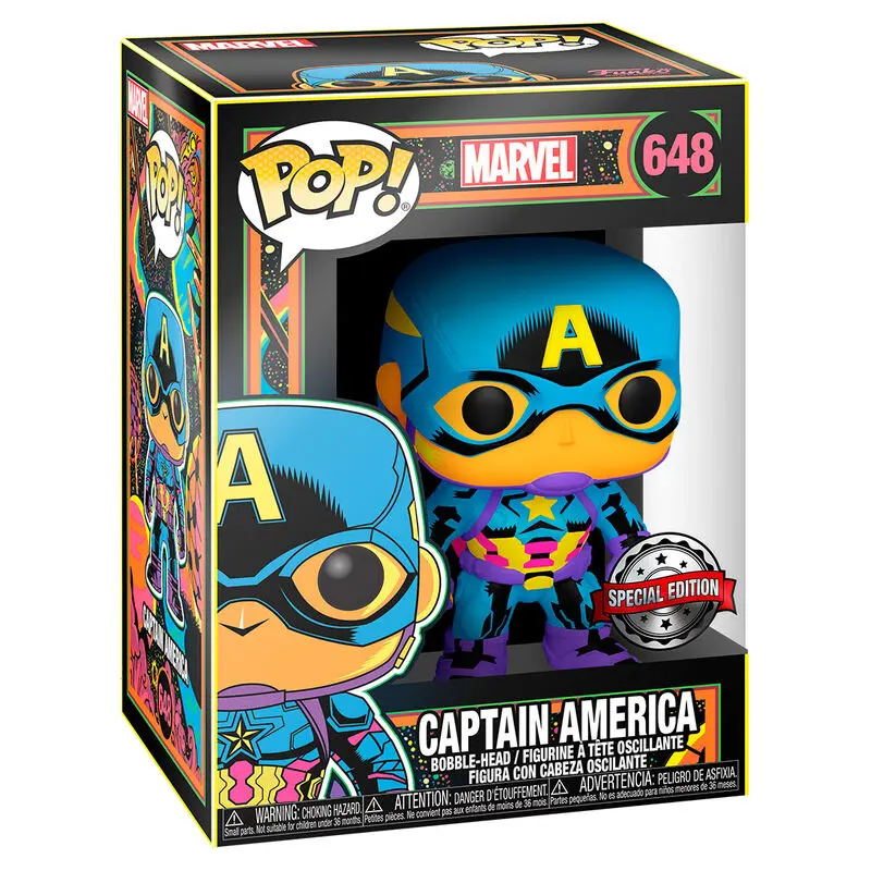 Marvel POP! Marvel Black Light Vinyl Figura Captain America 9 cm fotografija izdelka