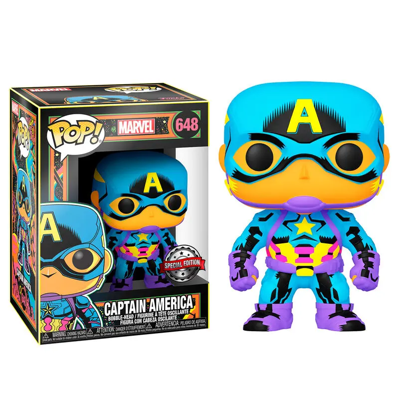 Marvel POP! Marvel Black Light Vinyl Figura Captain America 9 cm fotografija izdelka