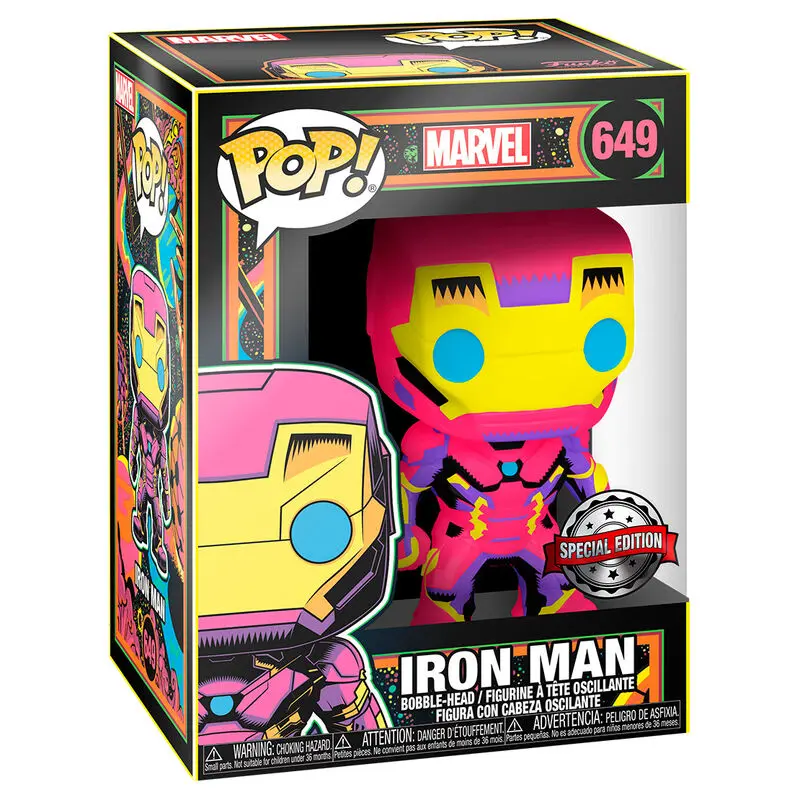 Marvel POP! Marvel Black Light Vinyl figura Iron Man 9 cm [POŠKODOVANA EMBALAŽA] fotografija izdelka