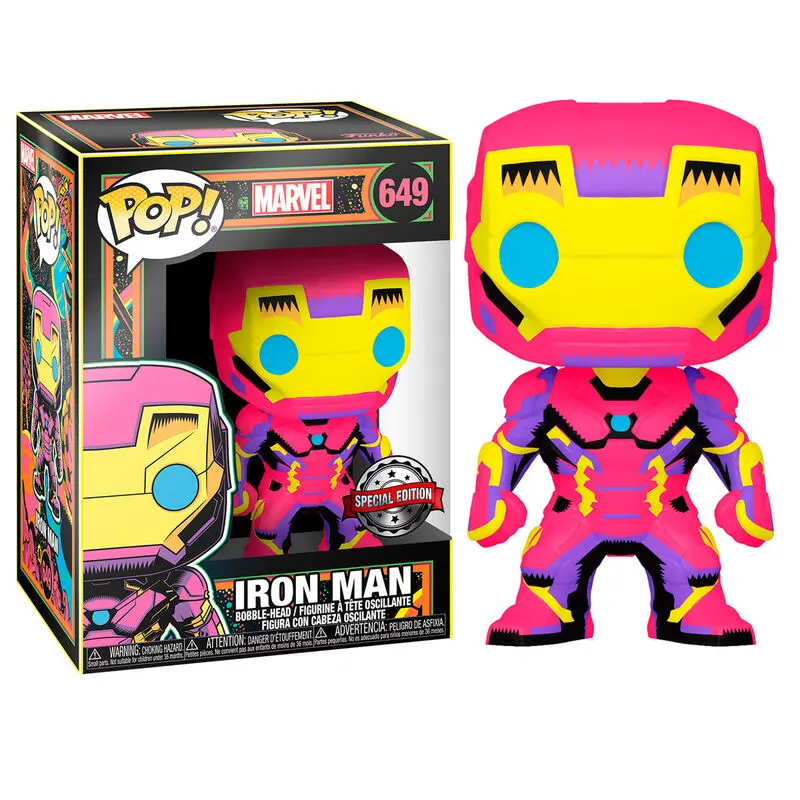 Marvel POP! Marvel Black Light Vinyl figura Iron Man 9 cm [POŠKODOVANA EMBALAŽA] fotografija izdelka