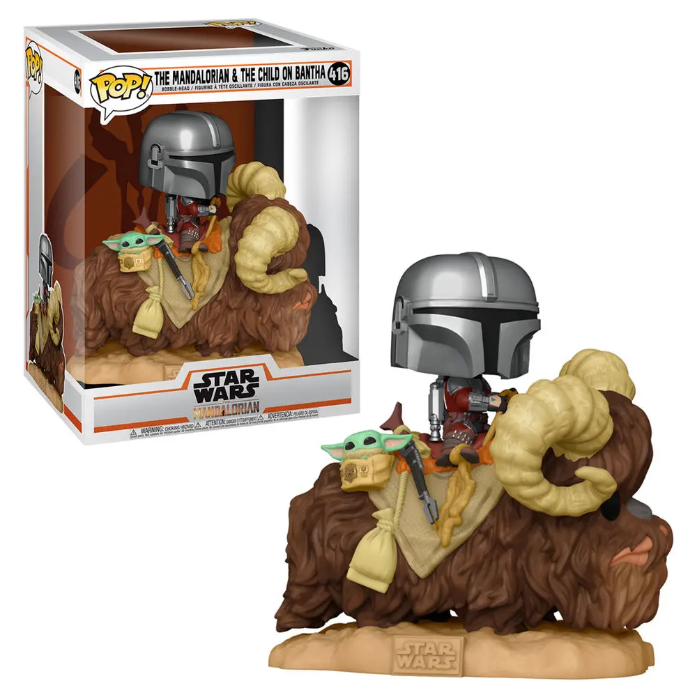 Star Wars The Mandalorian POP! Deluxe Vinil Figura The Mandalorian on Wantha with Child in Bag 9 cm fotografija izdelka