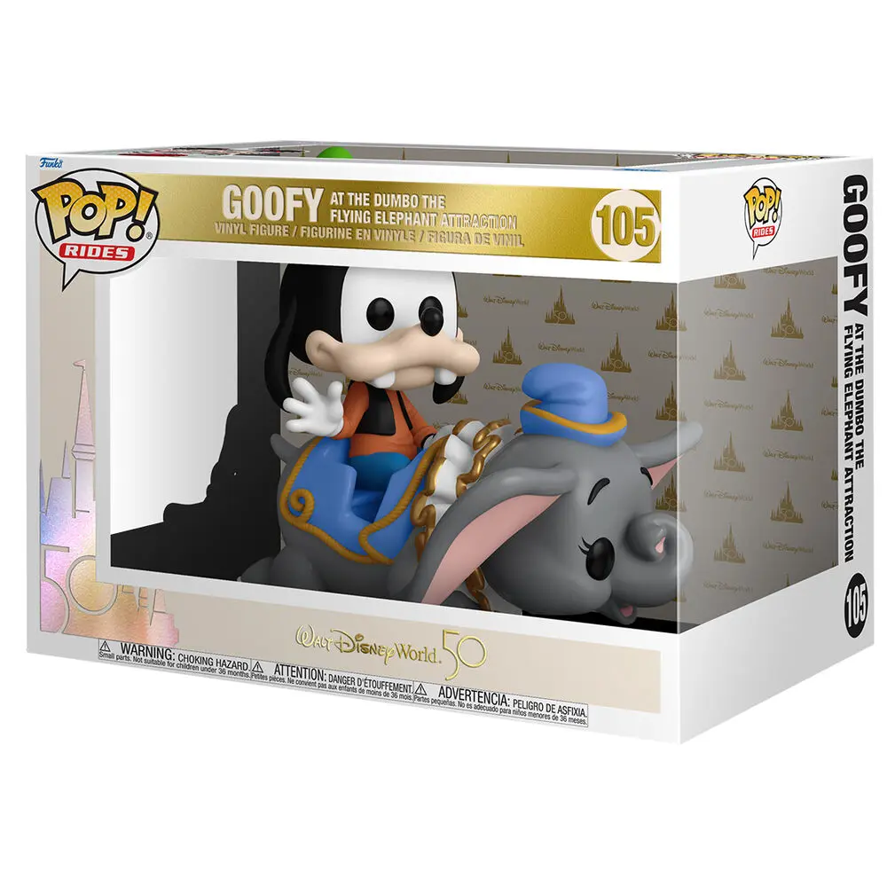 Walt Disney World 50. obletnica POP! Rides Super Deluxe Vinilna figura Dumbo z Goofy-jem 15 cm fotografija izdelka