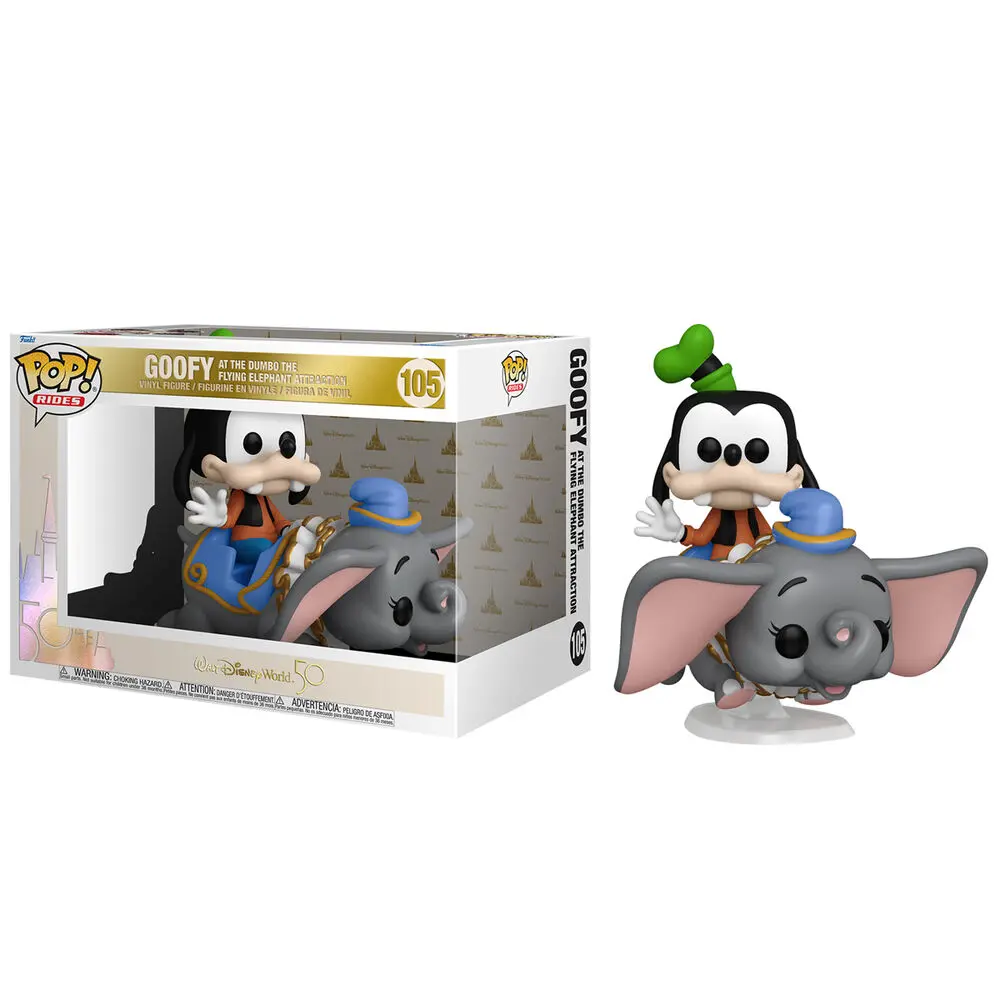 Walt Disney World 50. obletnica POP! Rides Super Deluxe Vinilna figura Dumbo z Goofy-jem 15 cm fotografija izdelka