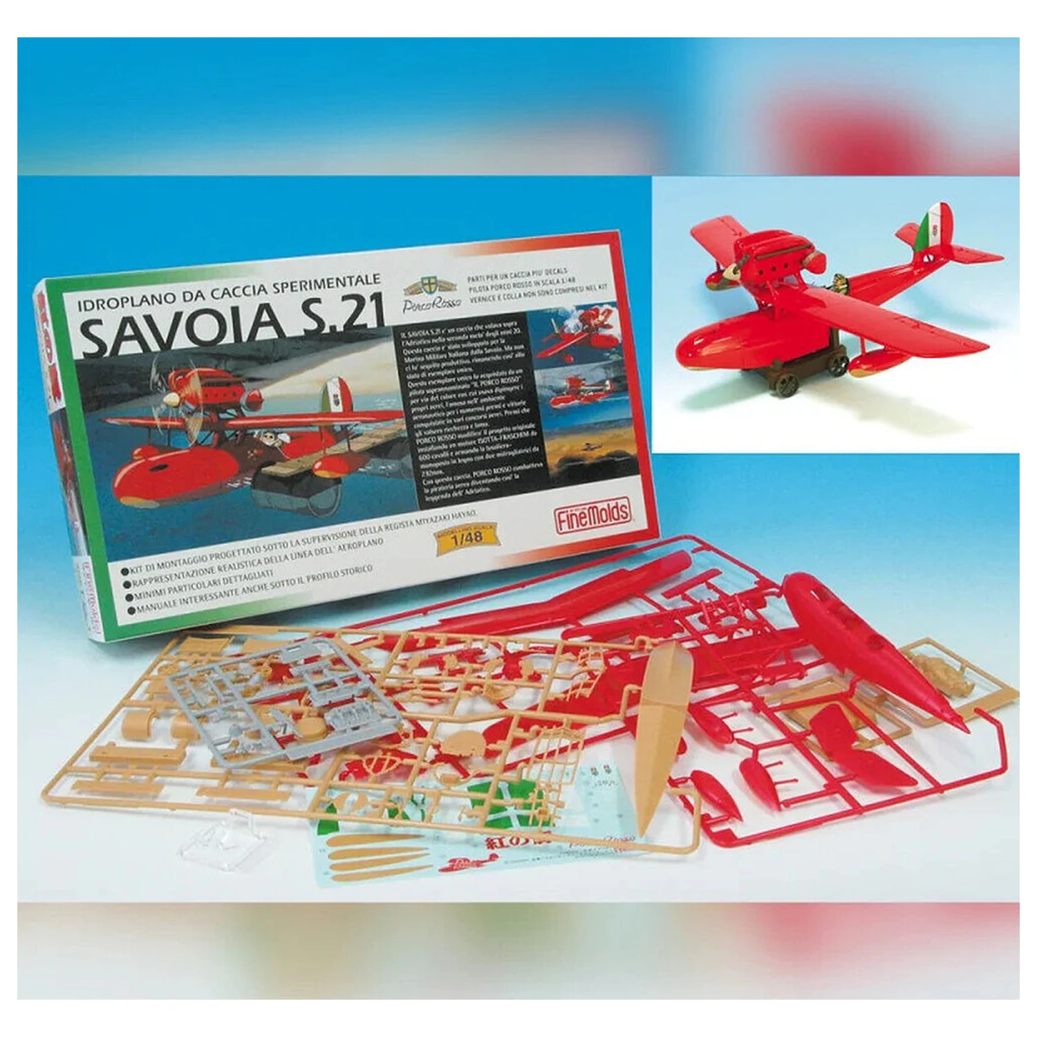 Porco Rosso Savoia S.21 model kompleta morskega letala + Porco Rosso figura fotografija izdelka