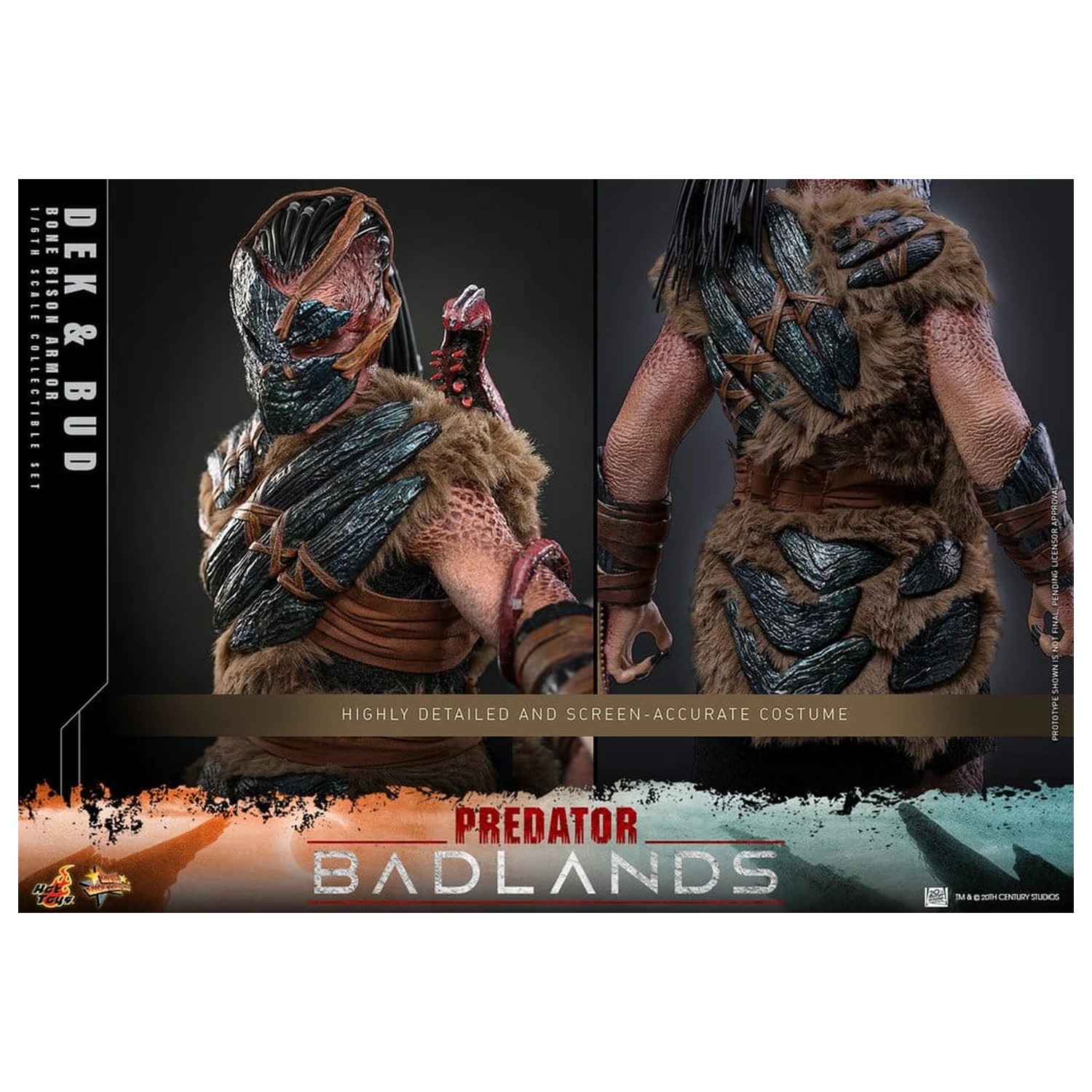 Predator: Badlands Movie Masterpiece akcijske figure 2-pak, 1/6 Dek (Bone Bison Armor) in Bud, 31 cm fotografija izdelka