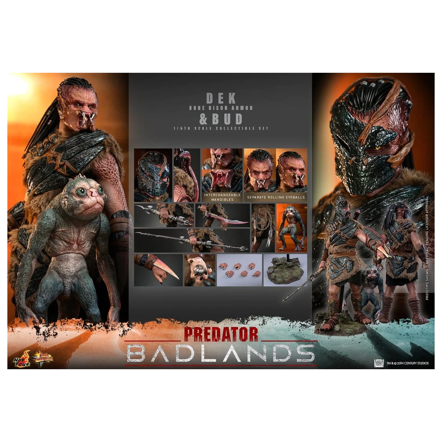 Predator: Badlands Movie Masterpiece akcijske figure 2-pak, 1/6 Dek (Bone Bison Armor) in Bud, 31 cm fotografija izdelka