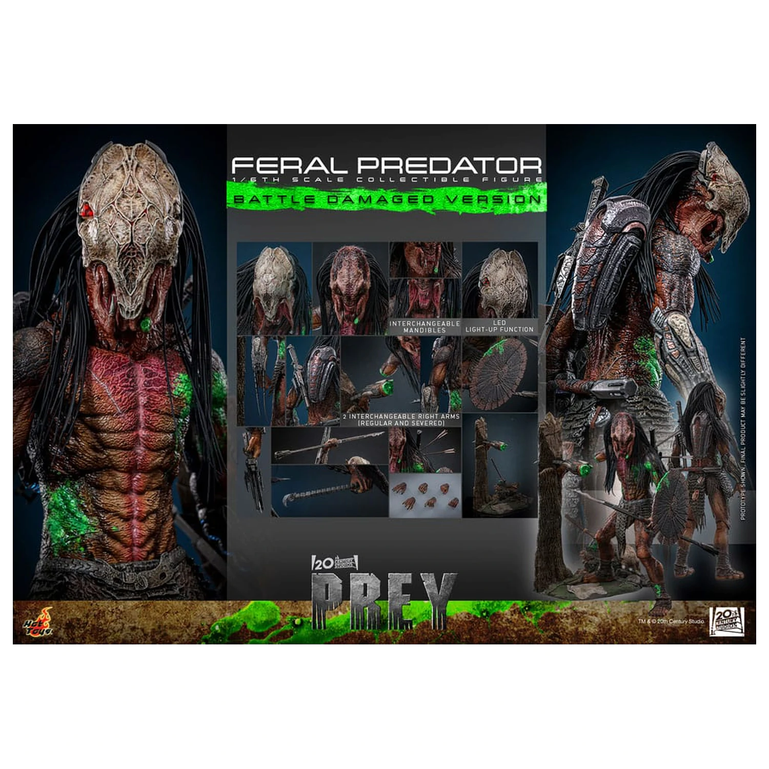 Prey Action Figure 1/6 Feral Predator (Battle Damaged Version) 37 centimetrov fotografija izdelka