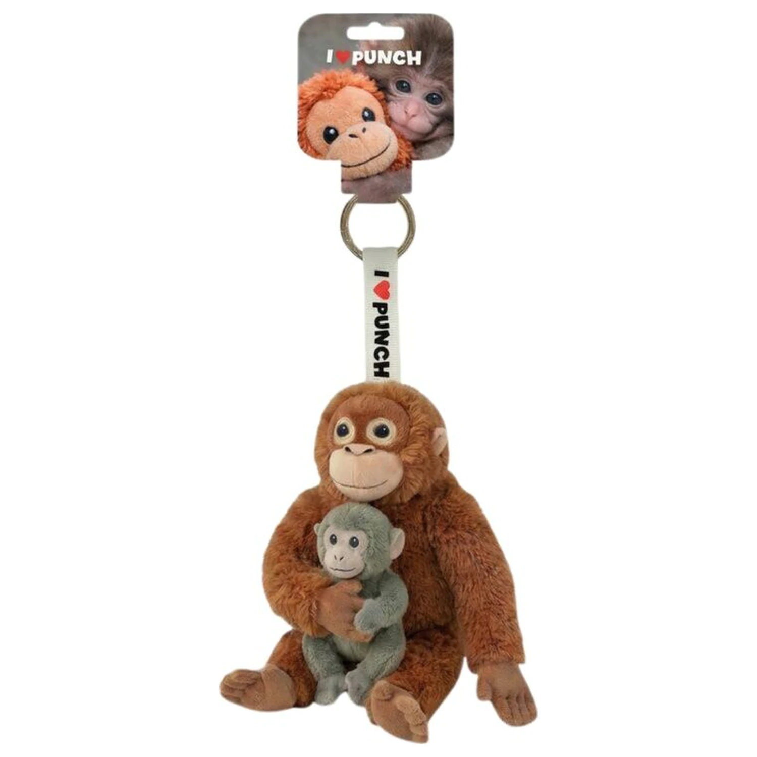 Punch monkey plišasti obesek za ključe 15 cm fotografija izdelka