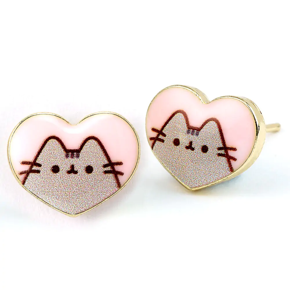 Pusheen uhani v obliki srca fotografija izdelka