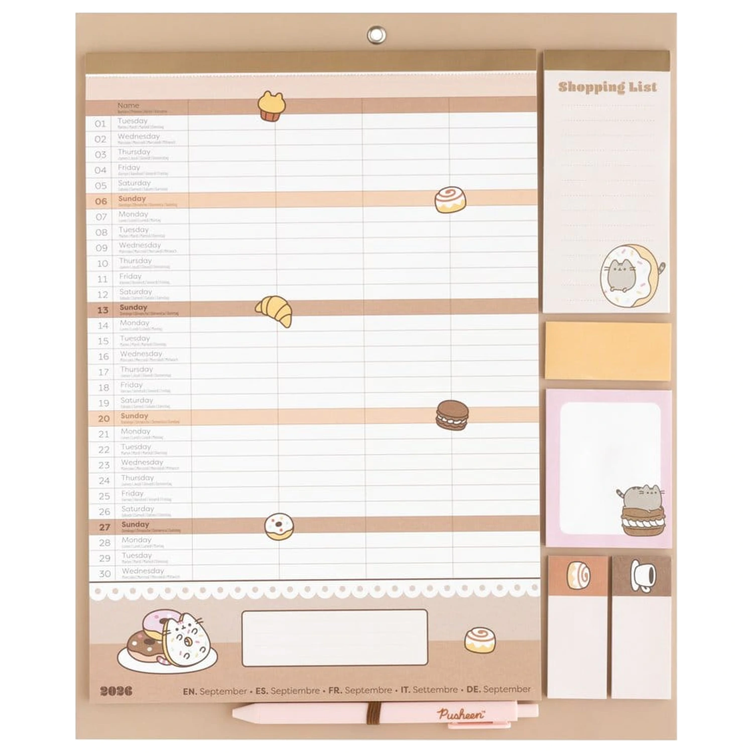 Pusheen Magnetni planer 2026/27 30 x 35 cm fotografija izdelka