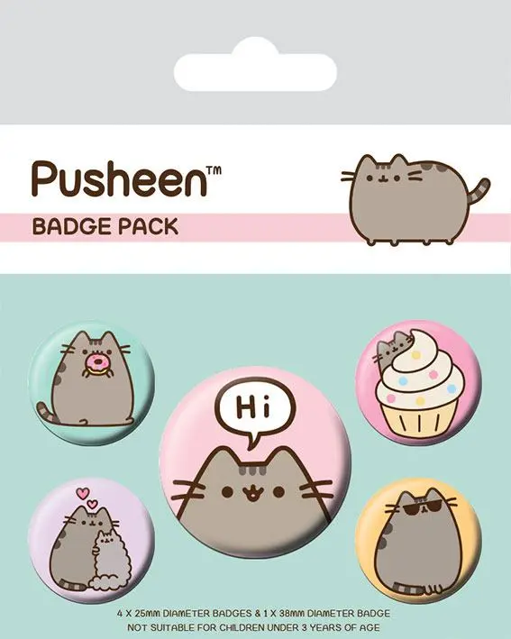 Pusheen gumbi s priponko 5-Pack Pusheen Says Hi fotografija izdelka