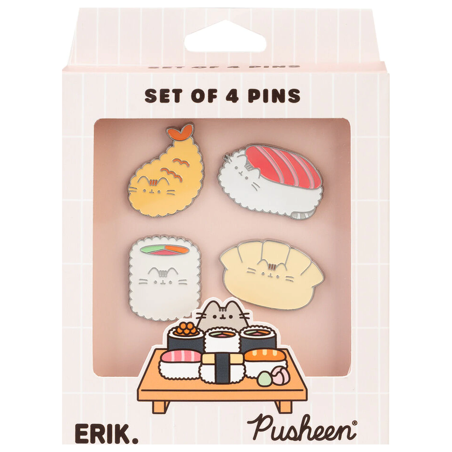Pusheen Sushi Roll komplet 4 priponk fotografija izdelka