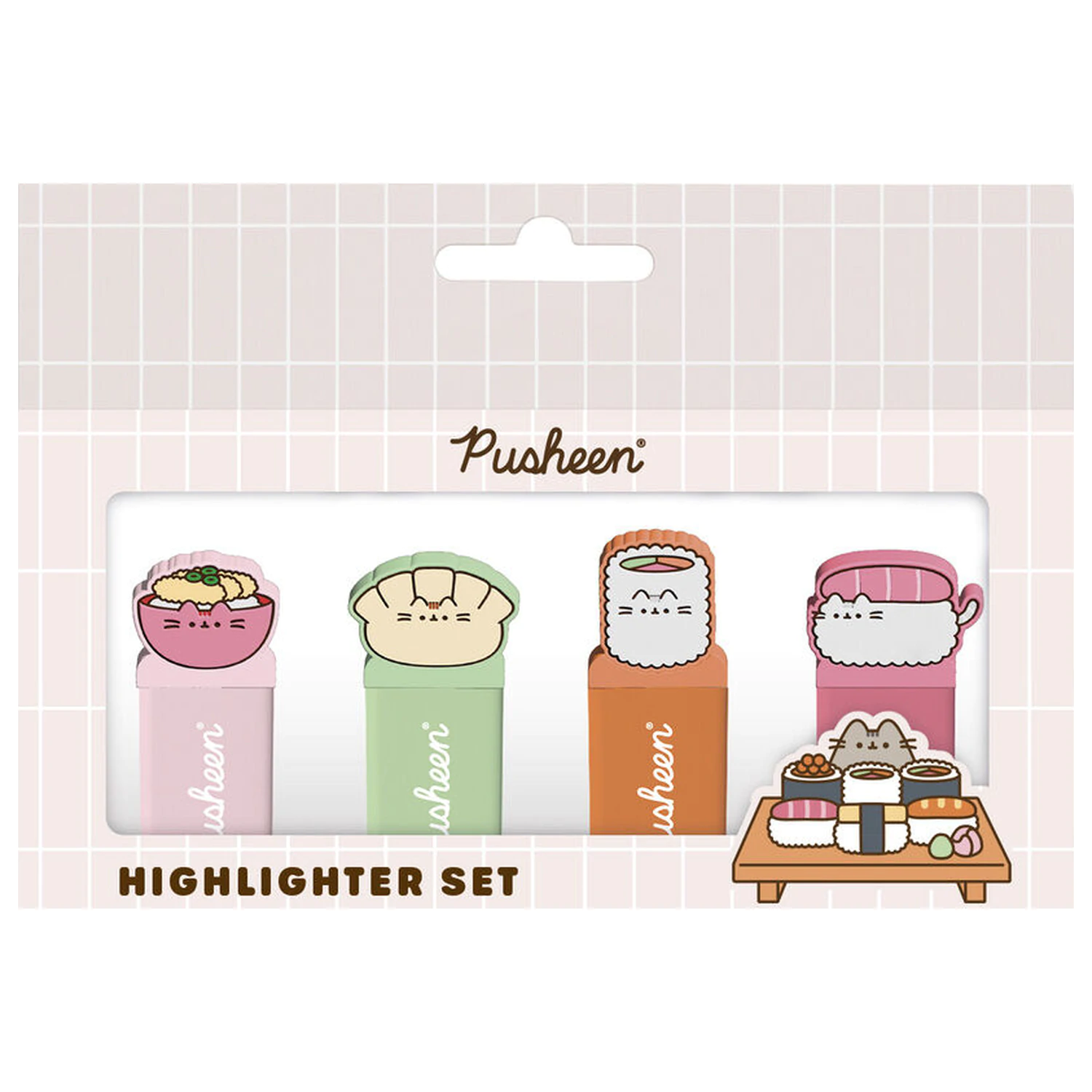 Pusheen Sushi Roll komplet 4 označevalcev z okrasnim pokrovčkom fotografija izdelka