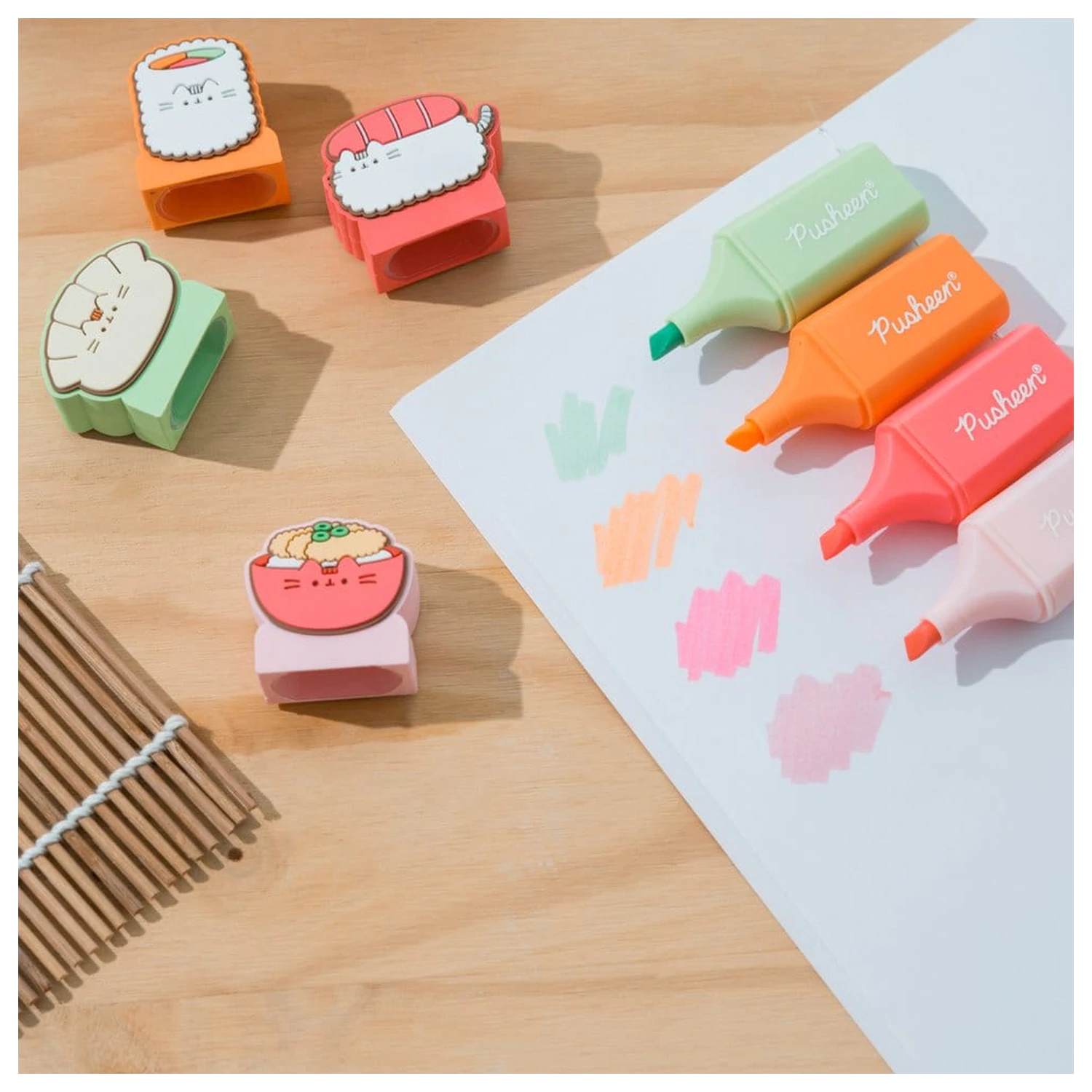 Pusheen Sushi Roll komplet 4 označevalcev z okrasnim pokrovčkom fotografija izdelka