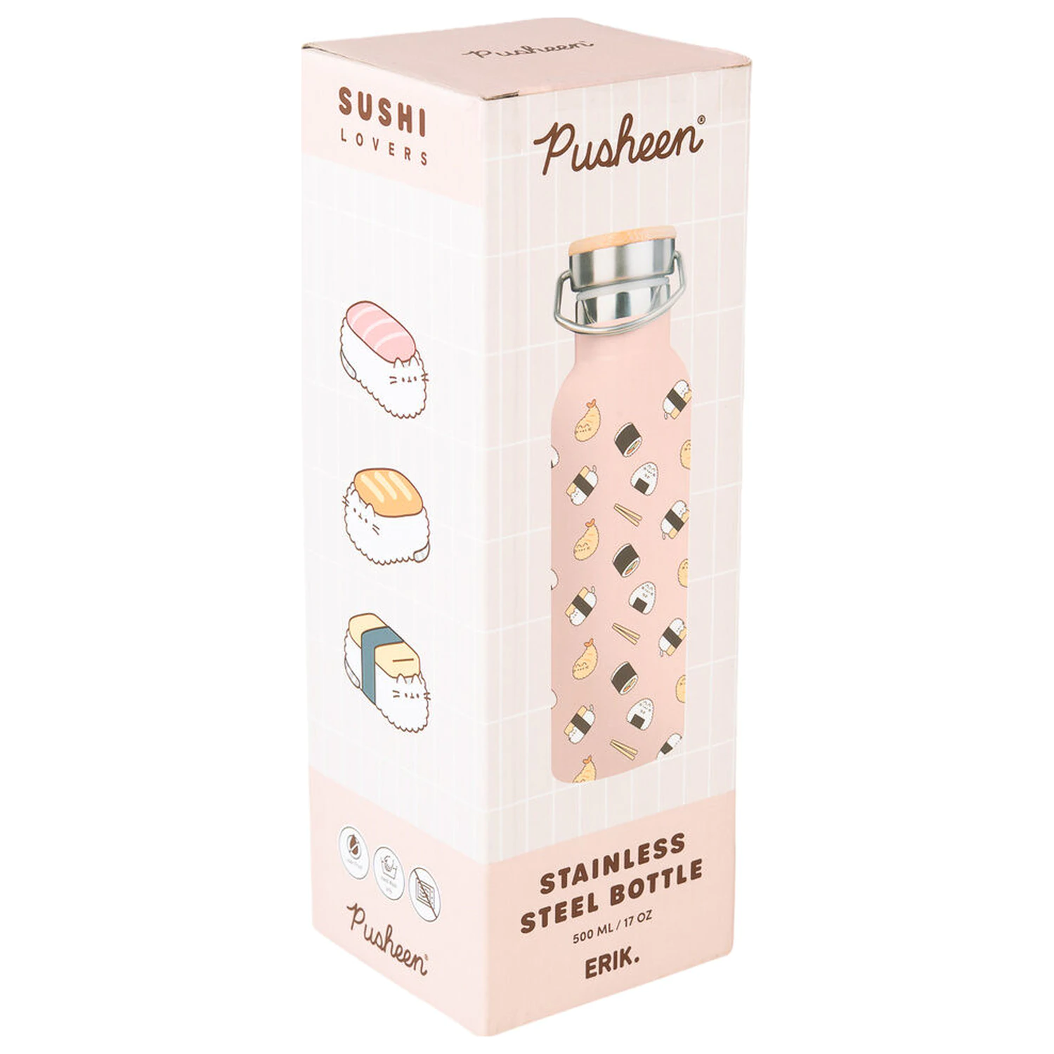 Pusheen Sushi Roll kovinska steklenička fotografija izdelka