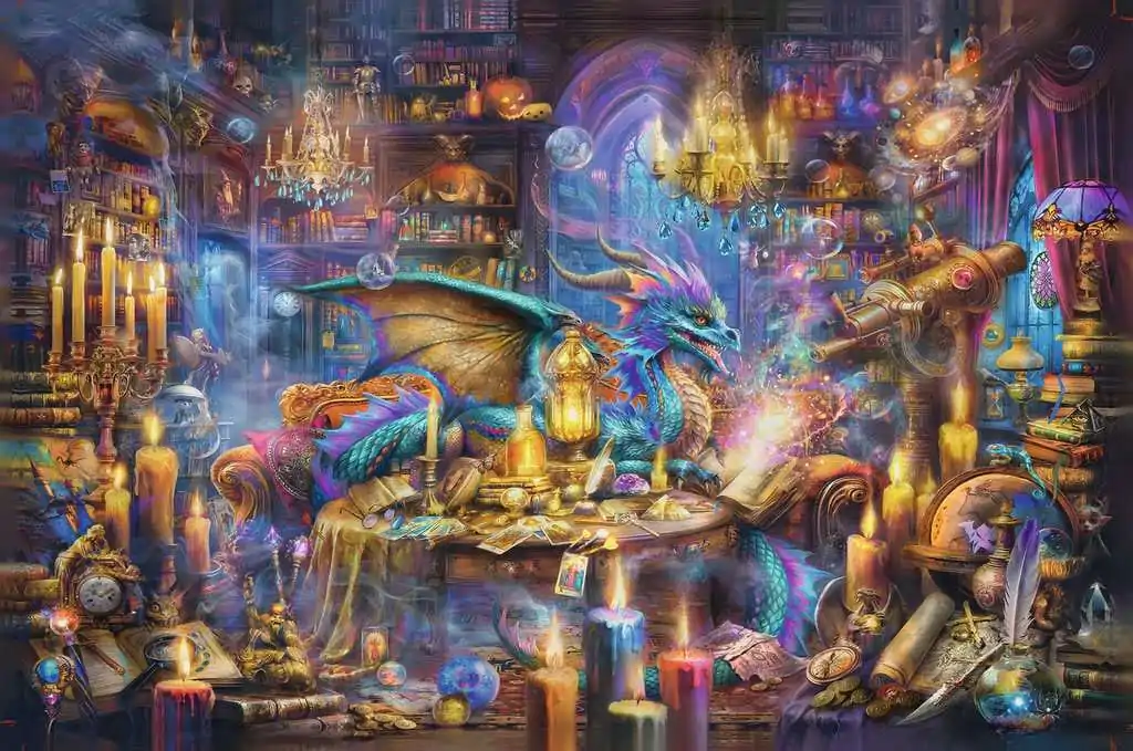 Ravensburger Jigsaw Puzzle Dragon's Library (3000 kosov) fotografija izdelka