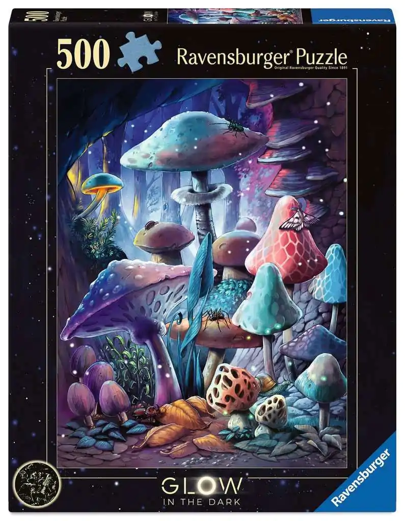 Ravensburger Glow-in-the-Dark sestavljanka Moonlight Mushrooms (500 kosov) fotografija izdelka