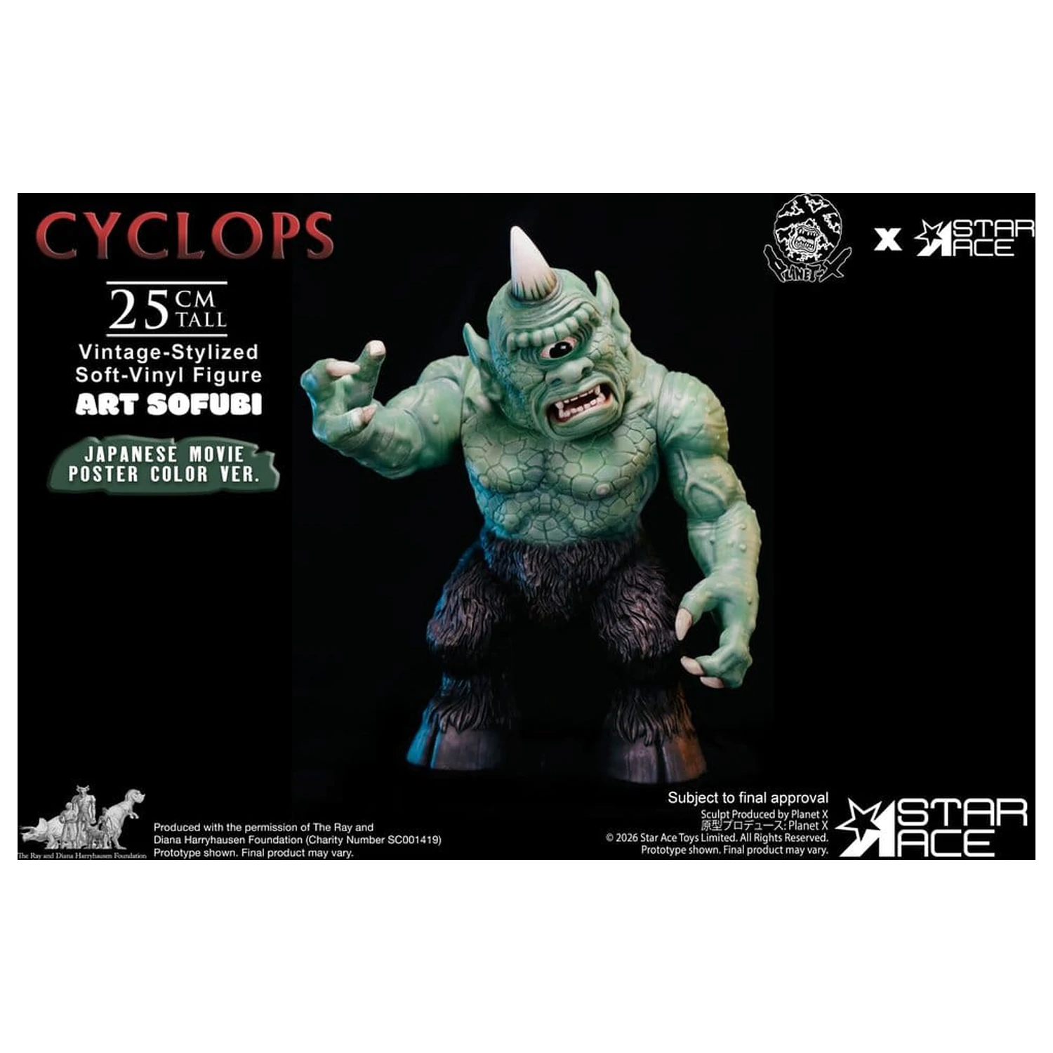 Ray Harryhausen (Art Sofubi) figura iz mehkega vinila Kiklop Vintage-Stylized Japanese Movie Poster Color Ver. 25 cm fotografija izdelka