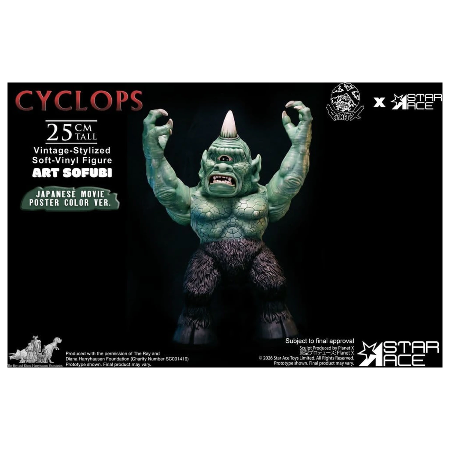 Ray Harryhausen (Art Sofubi) figura iz mehkega vinila Kiklop Vintage-Stylized Japanese Movie Poster Color Ver. 25 cm fotografija izdelka