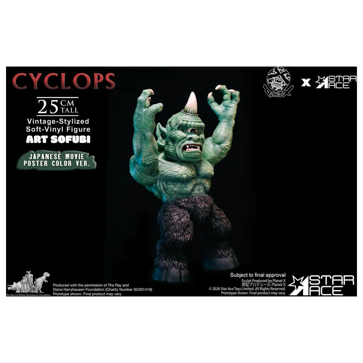Ray Harryhausen (Art Sofubi) figura iz mehkega vinila Kiklop Vintage-Stylized Japanese Movie Poster Color Ver. 25 cm fotografija izdelka