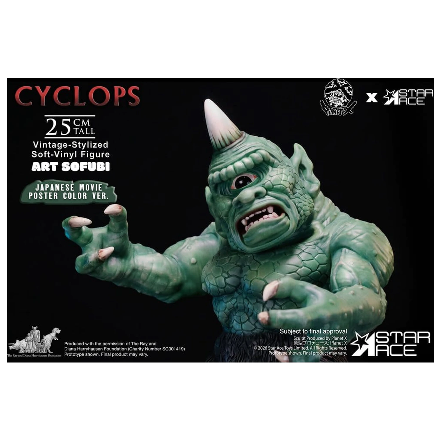 Ray Harryhausen (Art Sofubi) figura iz mehkega vinila Kiklop Vintage-Stylized Japanese Movie Poster Color Ver. 25 cm fotografija izdelka