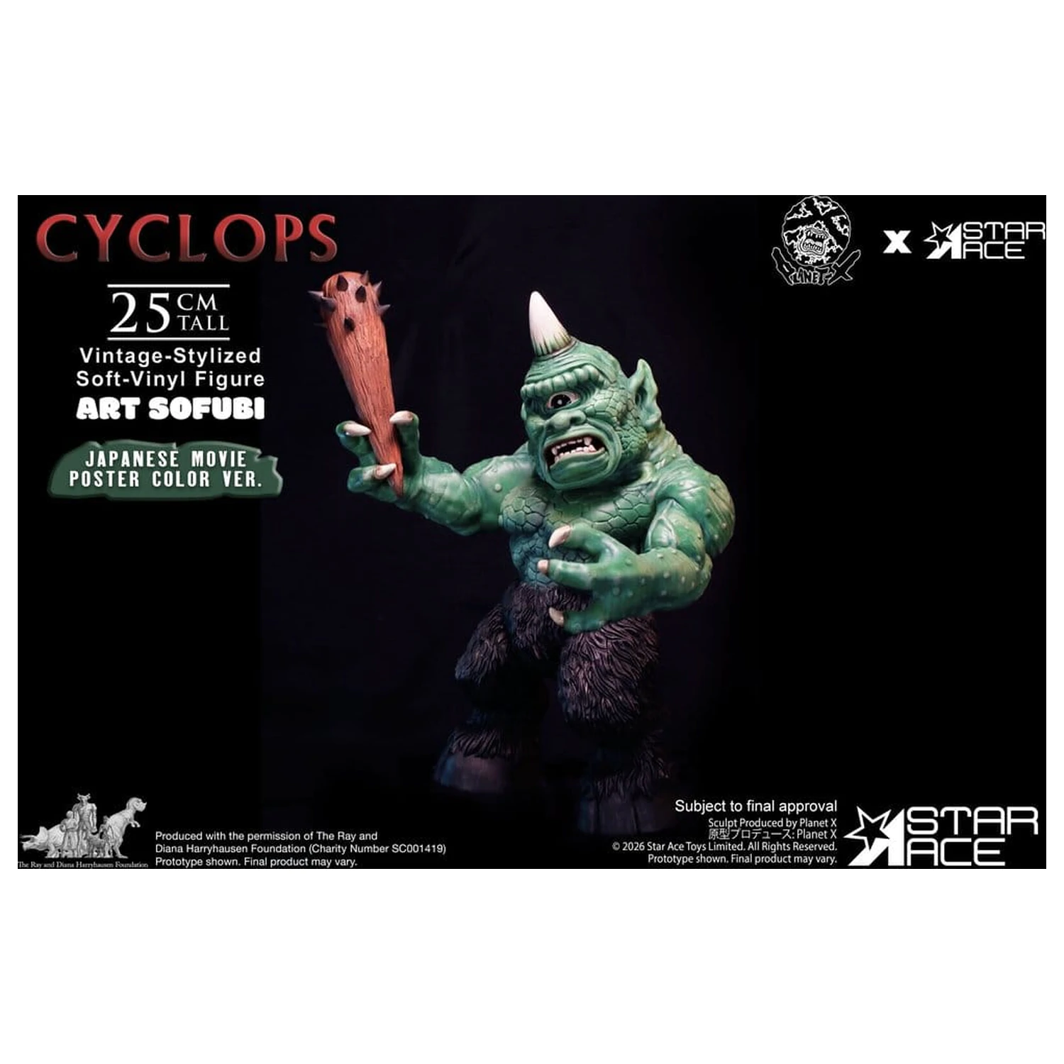 Ray Harryhausen (Art Sofubi) figura iz mehkega vinila Kiklop Vintage-Stylized Japanese Movie Poster Color Ver. 25 cm fotografija izdelka