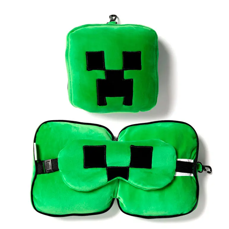 Relaxeazzz Minecraft Creeper potovalni vzglavnik in maska za oči fotografija izdelka