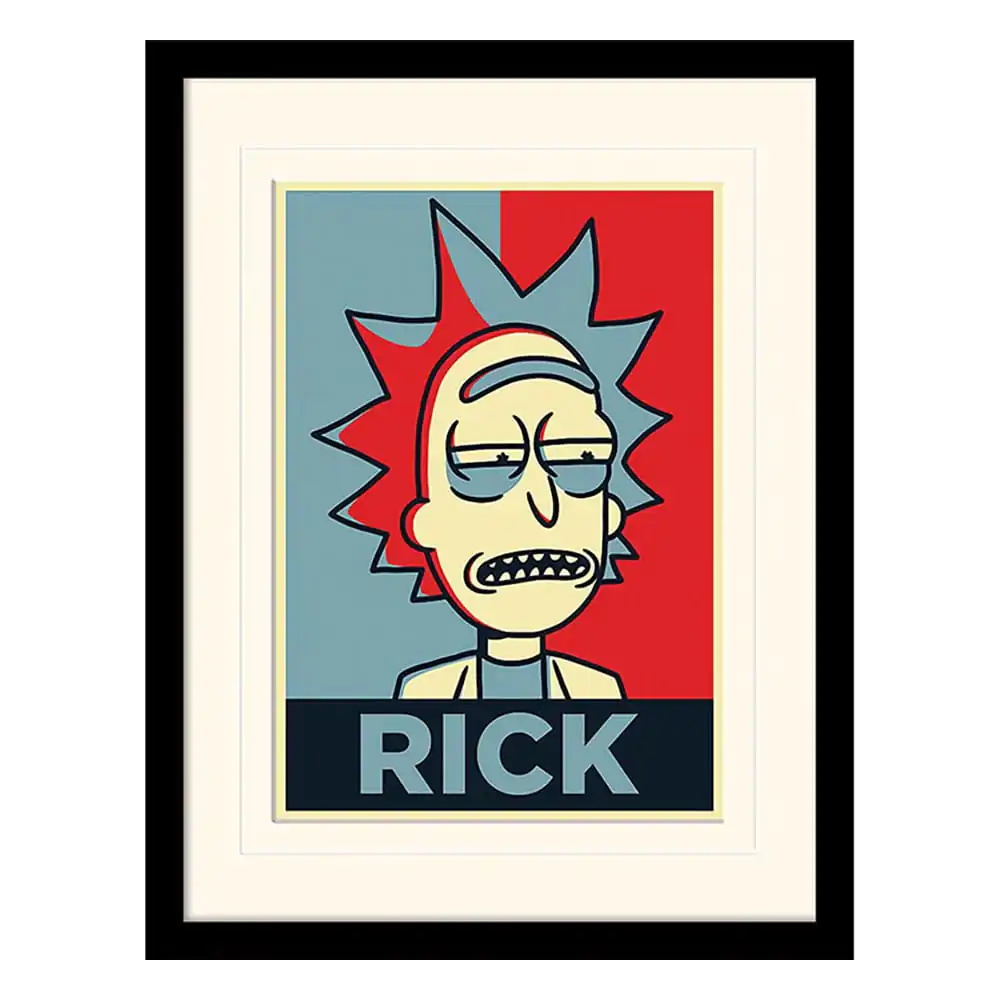 Rick and Morty zbirateljski tisk, uokvirjen plakat Rick Campaign (belo ozadje) fotografija izdelka