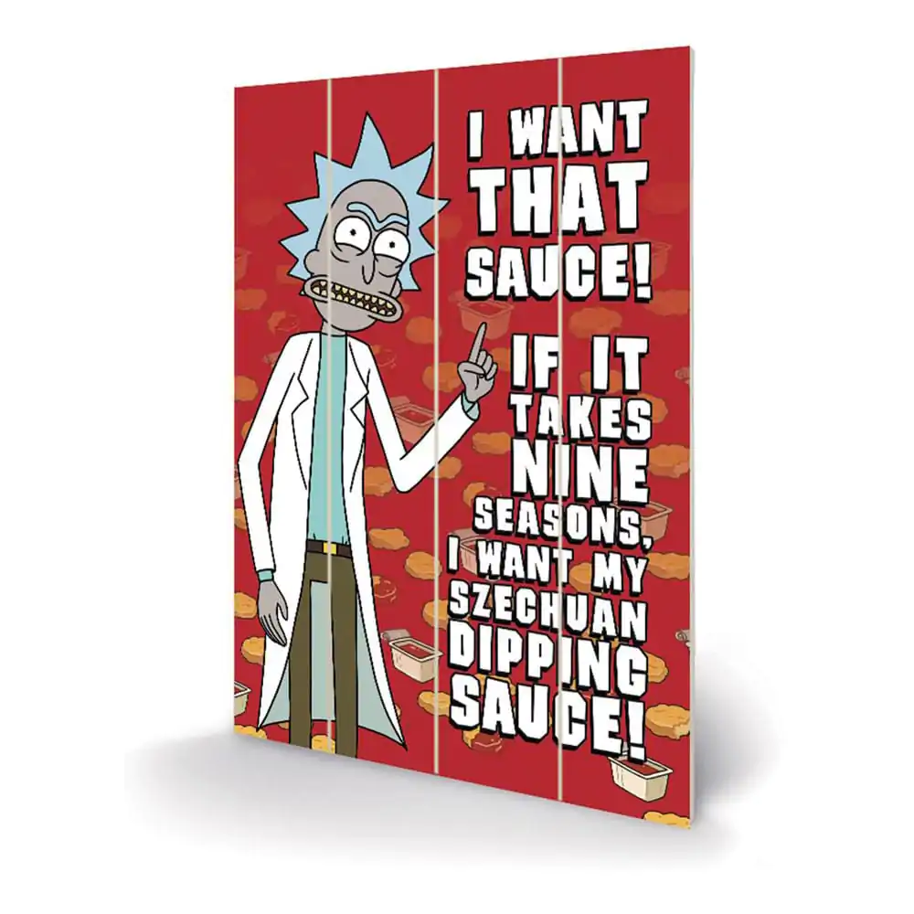 Rick and Morty lesena stenska dekoracija Szechuan Sauce 40 x 59 cm fotografija izdelka