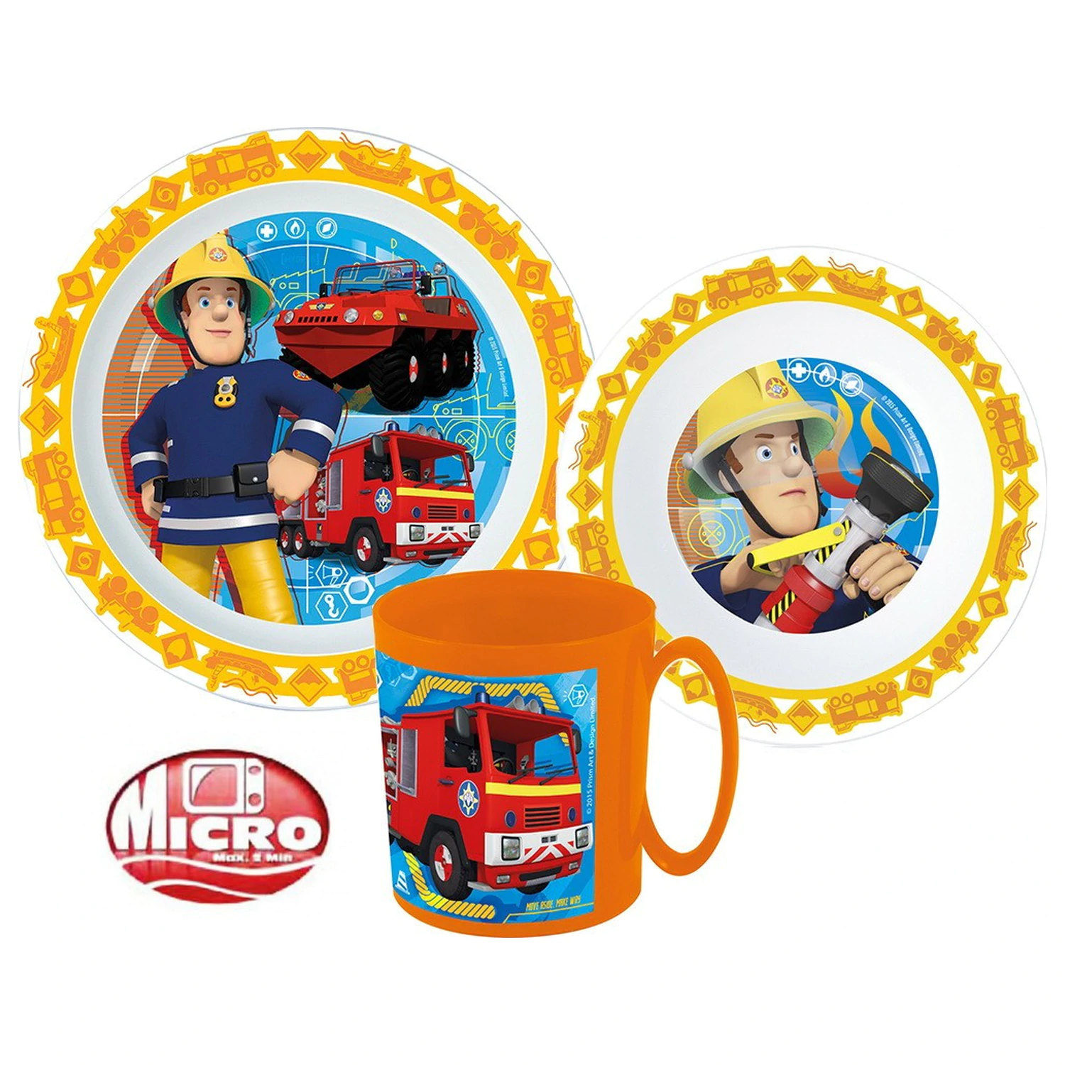 Fireman Sam Rescue Mission jedilni set, mikro plastični set s 350 ml skodelico fotografija izdelka