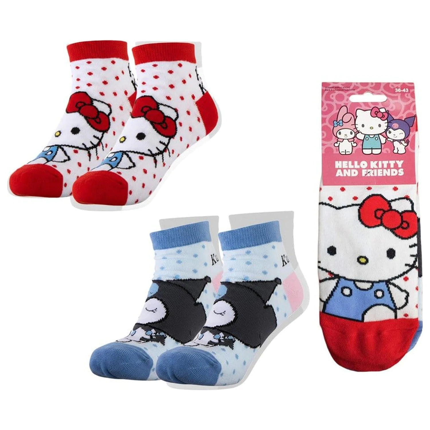 Sanrio Nogavice 2 kosa Hello Kitty Kratke 36-43 fotografija izdelka