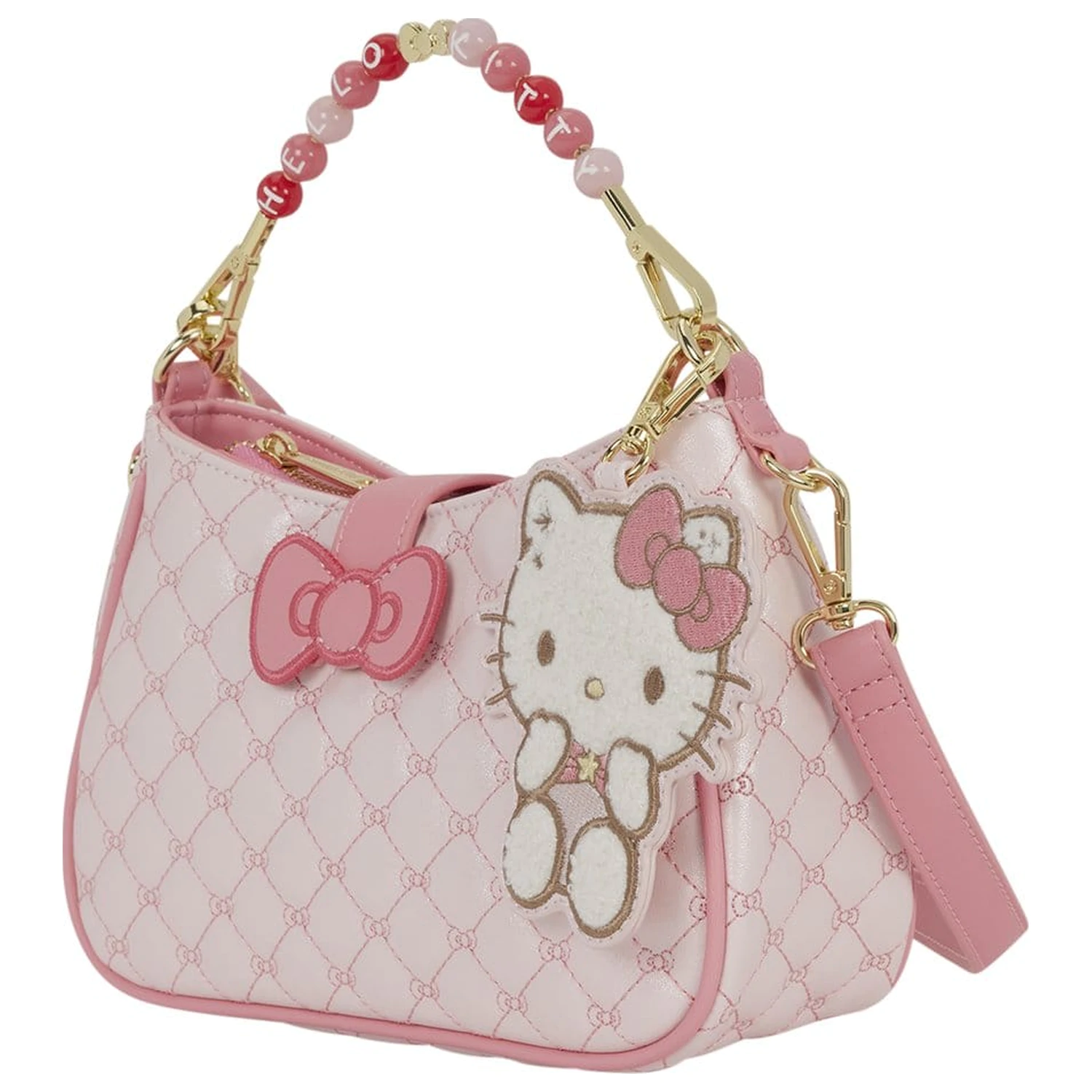 Sanrio by Loungefly torbica za nošenje preko telesa s perlastim ročajem in obeskom za torbo Hello Kitty Quilted fotografija izdelka