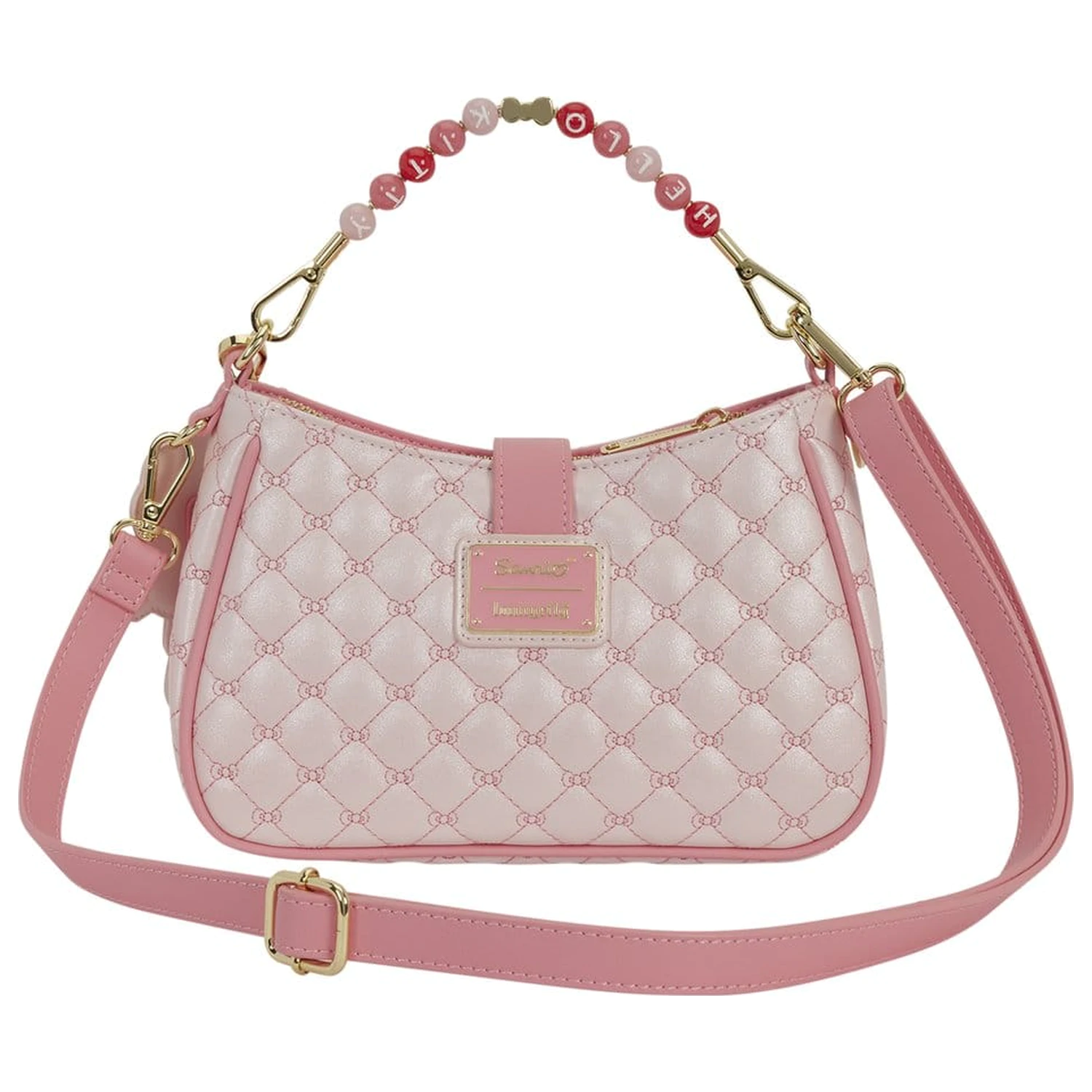 Sanrio by Loungefly torbica za nošenje preko telesa s perlastim ročajem in obeskom za torbo Hello Kitty Quilted fotografija izdelka