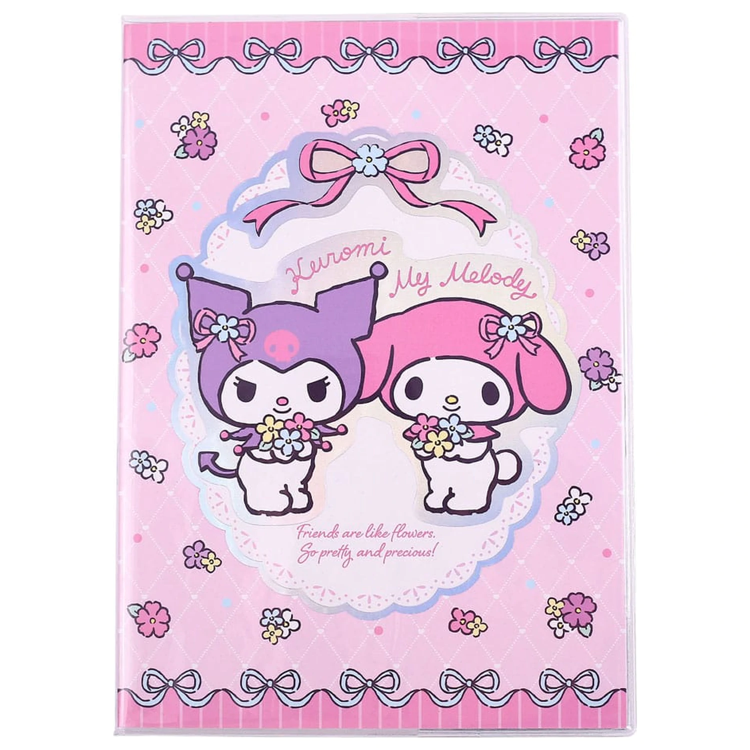 Sanrio Zvezek Kuromi & My Melody Pastel Flower Holographic Karirast fotografija izdelka