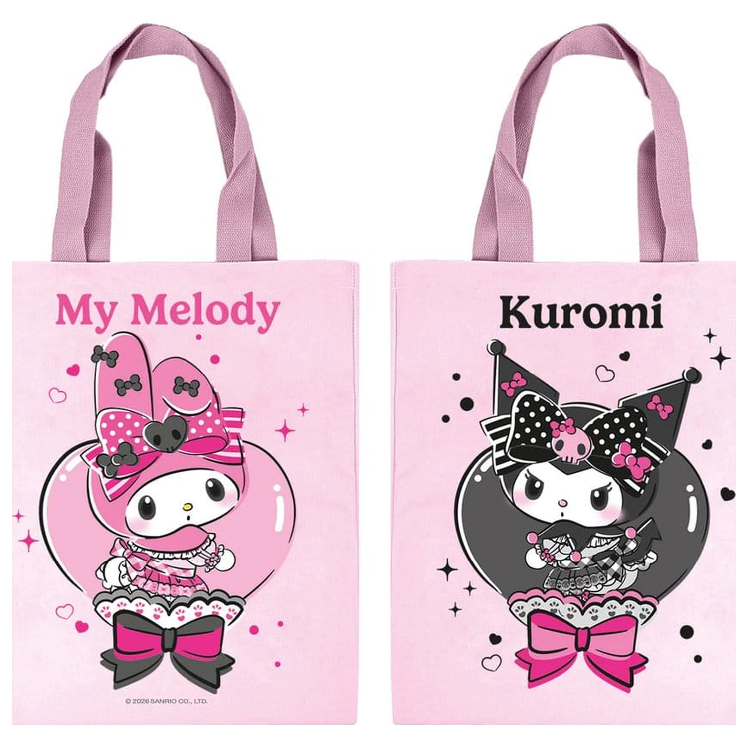 Sanrio Pink Black Party Series Tote torba My Melody & Kuromi fotografija izdelka