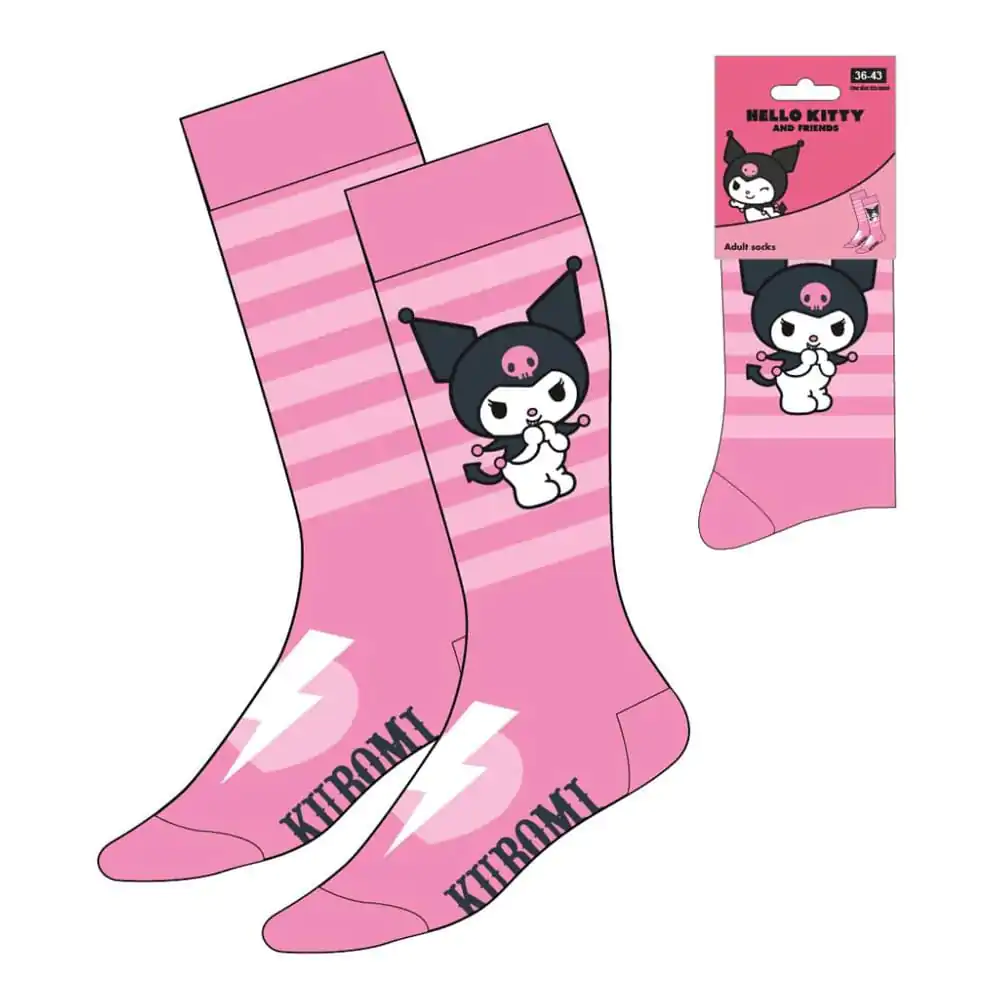 Sanrio Nogavice Kuromi Pink Stripes 36-43 fotografija izdelka
