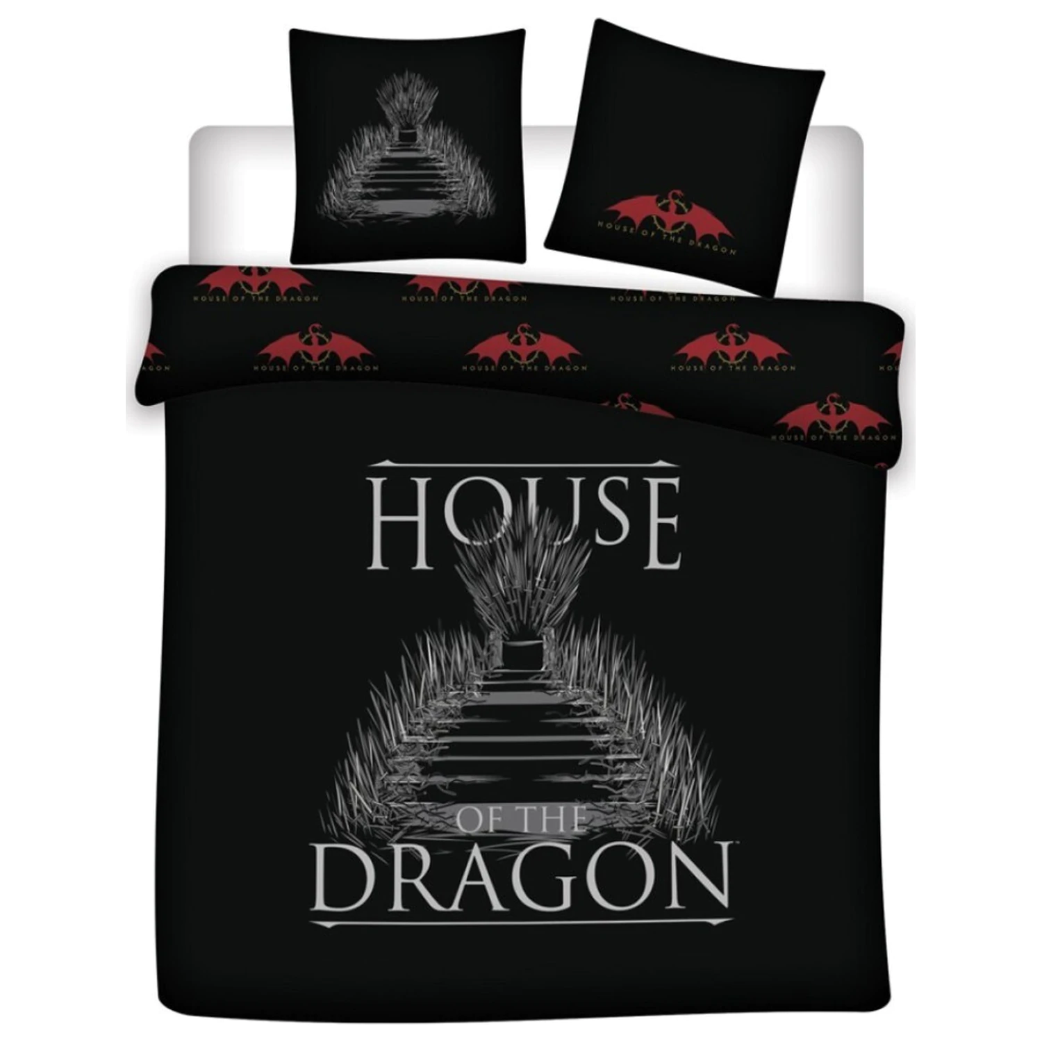 House of the Dragon Črna Mikrofiber Dvojna Prevleka za odejo fotografija izdelka