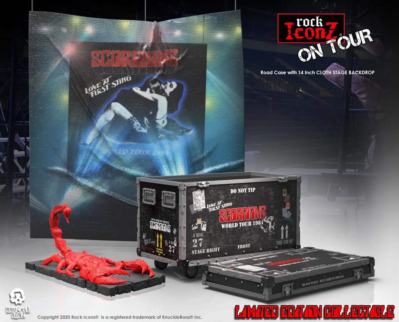 Scorpions Rock Ikonz On Tour World Tour 1984 Road Case kip + odrska kulisa fotografija izdelka