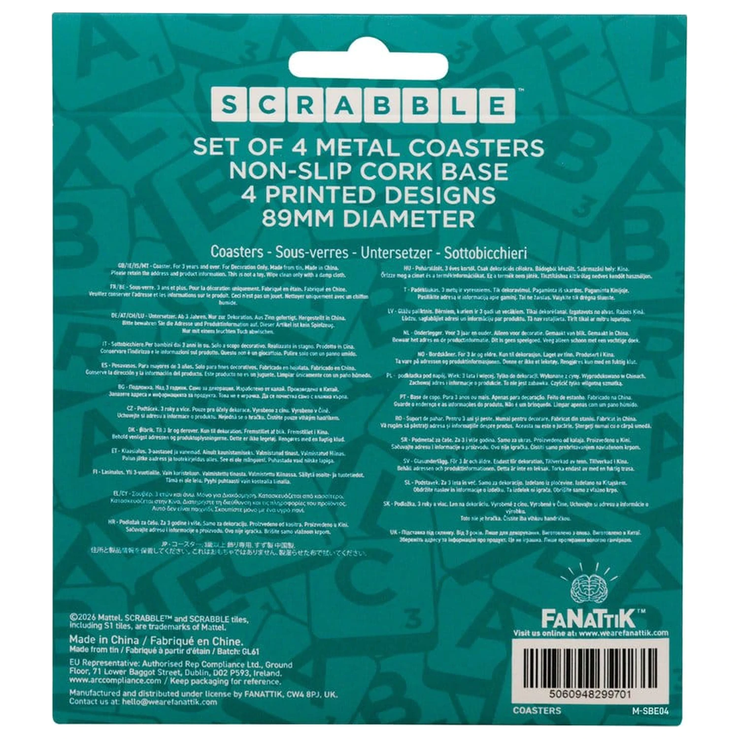 Scrabble Coaster 4-paket tiskanih kovinskih podstavkov fotografija izdelka