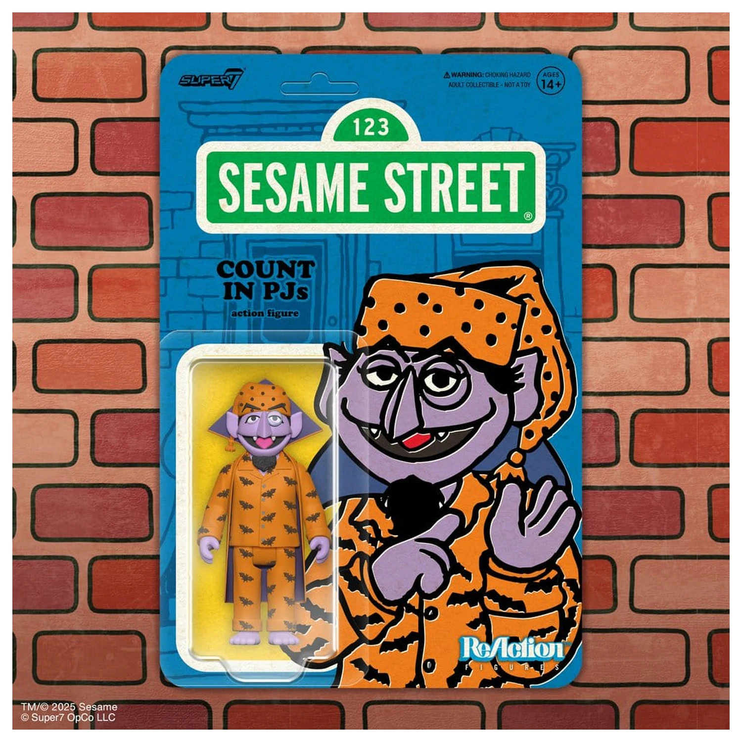 Sesame Street ReAction akcijska figura val 06 Count Von Count (PJs) 10 cm fotografija izdelka