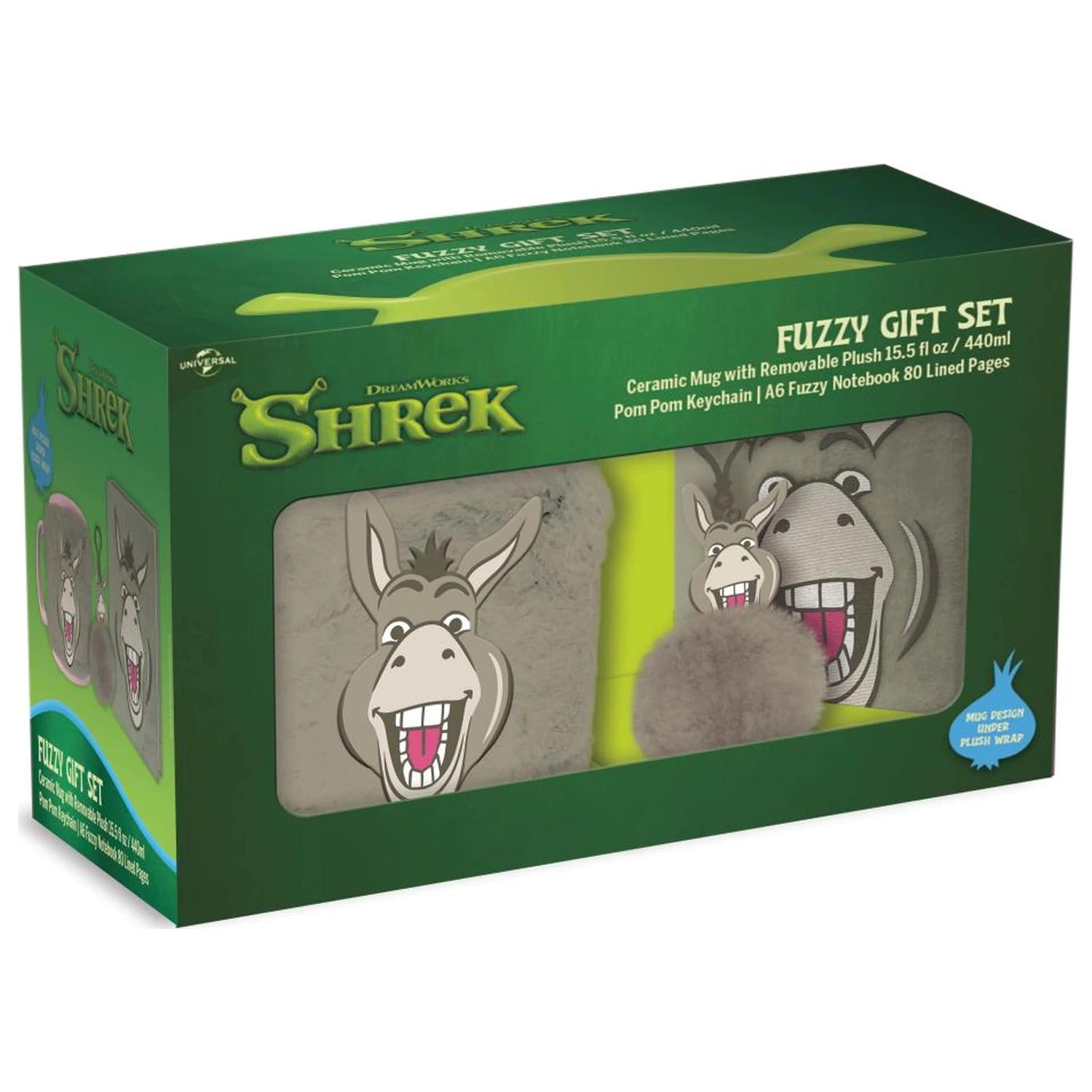 Shrek Donkey Fuzzy darilni set beležnica + skodelica + obesek za ključe fotografija izdelka