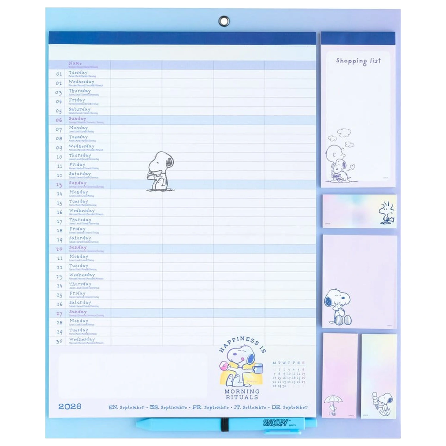 Snoopy magnetni planer 2026/27 30 x 35 cm fotografija izdelka