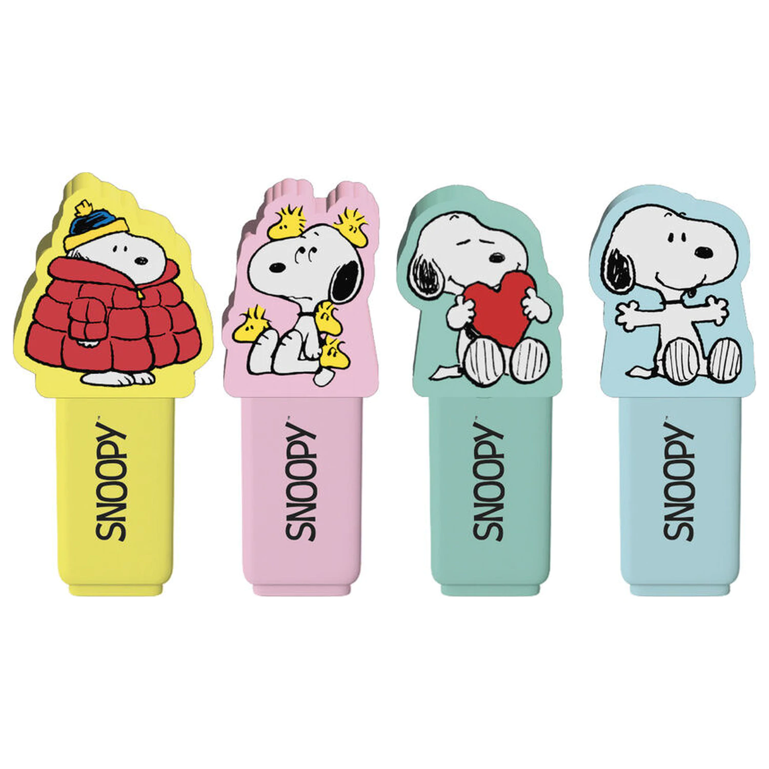Snoopy Peanuts set 4 markerjev z okrasnim pokrovčkom fotografija izdelka