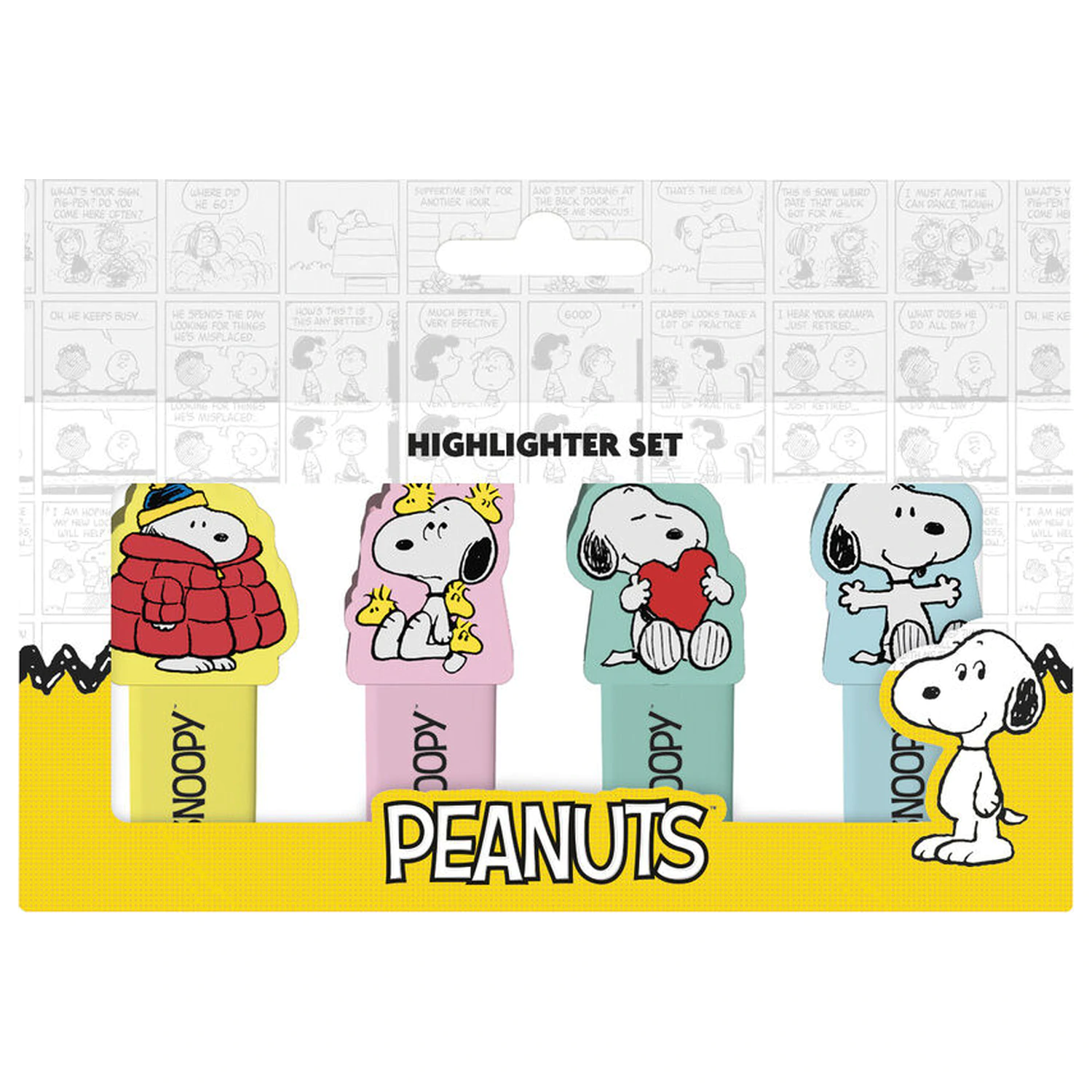 Snoopy Peanuts set 4 markerjev z okrasnim pokrovčkom fotografija izdelka