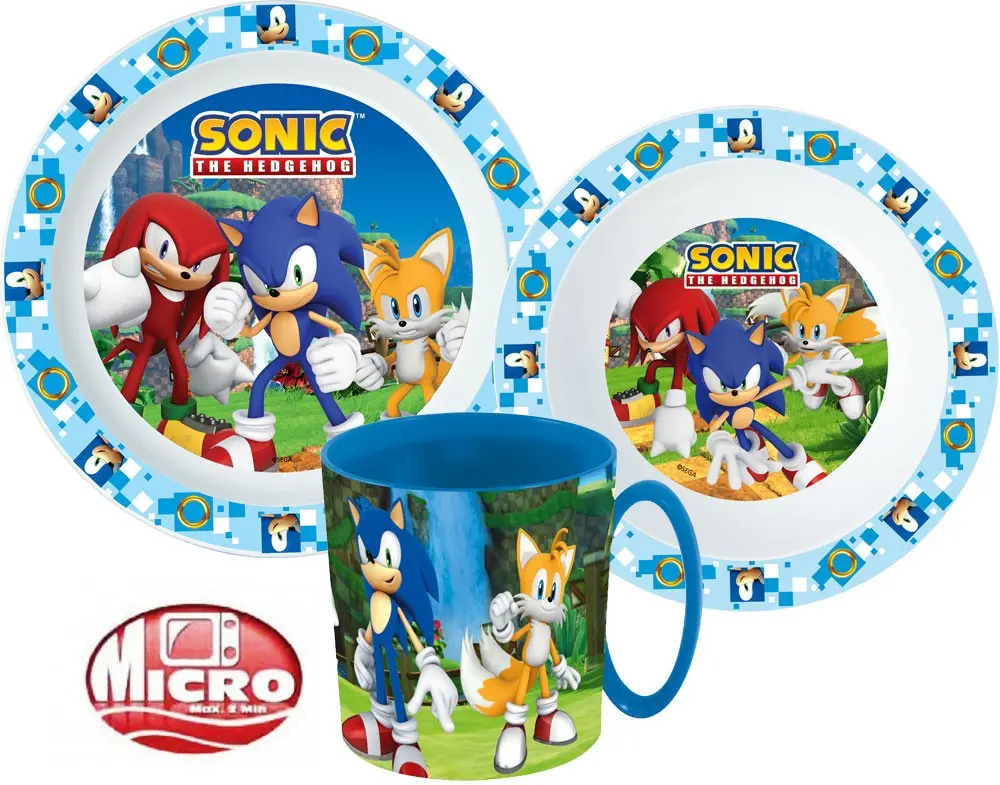 Jedilni set Sonic the Hedgehog, mikro plastični set fotografija izdelka